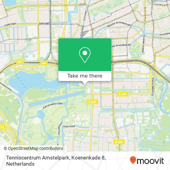 Tenniscentrum Amstelpark, Koenenkade 8 map