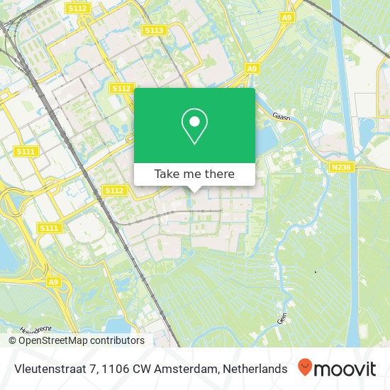 Vleutenstraat 7, 1106 CW Amsterdam map