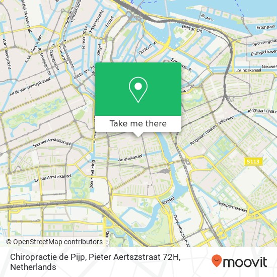 Chiropractie de Pijp, Pieter Aertszstraat 72H map