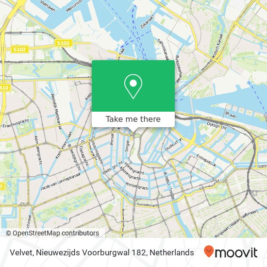 Velvet, Nieuwezijds Voorburgwal 182 map