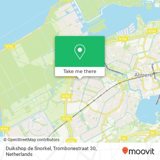 Duikshop de Snorkel, Trombonestraat 30 map