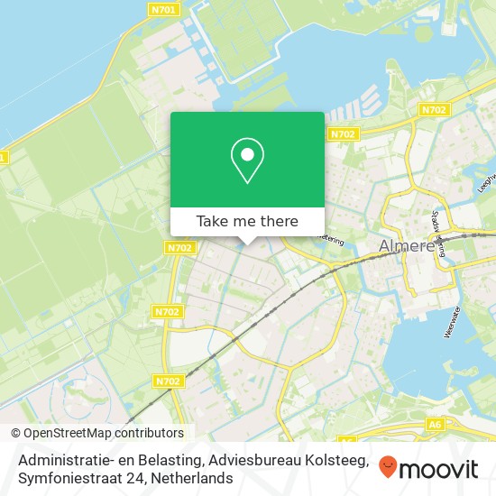 Administratie- en Belasting, Adviesbureau Kolsteeg, Symfoniestraat 24 Karte