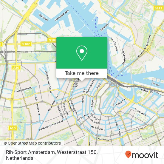 Rih-Sport Amsterdam, Westerstraat 150 map