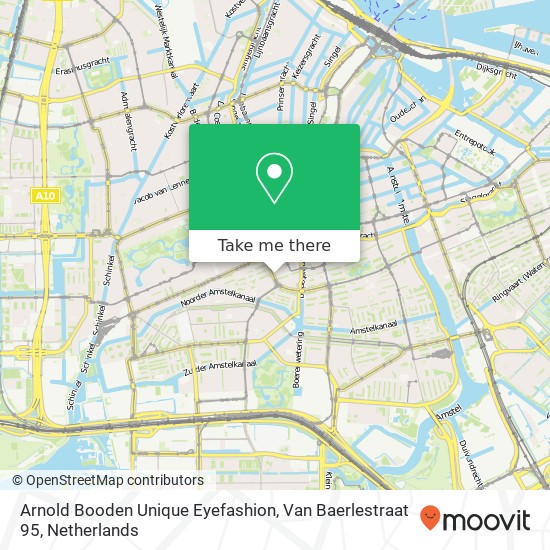 Arnold Booden Unique Eyefashion, Van Baerlestraat 95 map