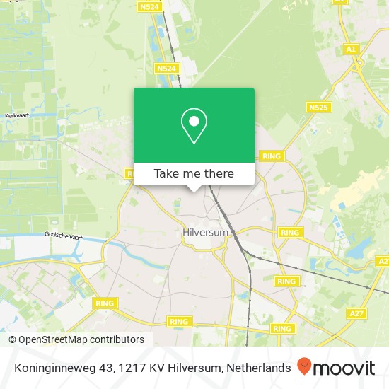 Koninginneweg 43, 1217 KV Hilversum map
