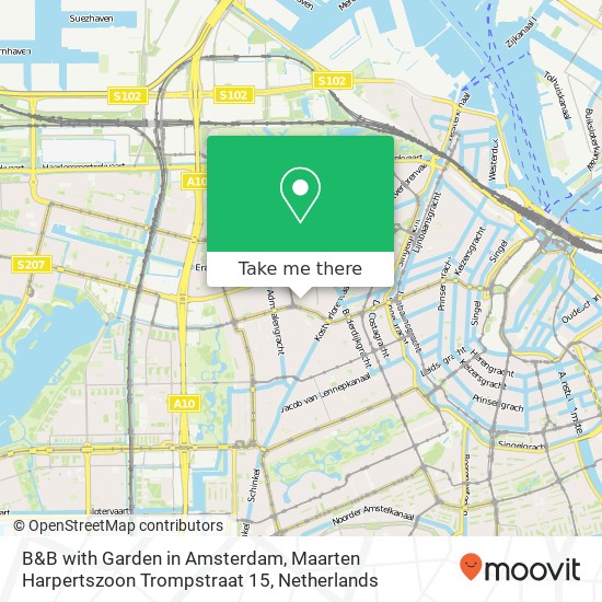 B&B with Garden in Amsterdam, Maarten Harpertszoon Trompstraat 15 map