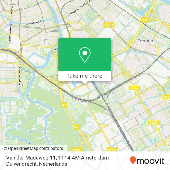 Van der Madeweg 11, 1114 AM Amsterdam-Duivendrecht Karte