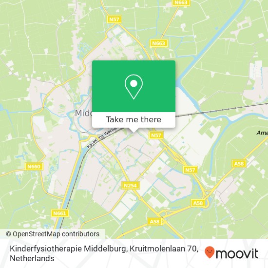 Kinderfysiotherapie Middelburg, Kruitmolenlaan 70 map