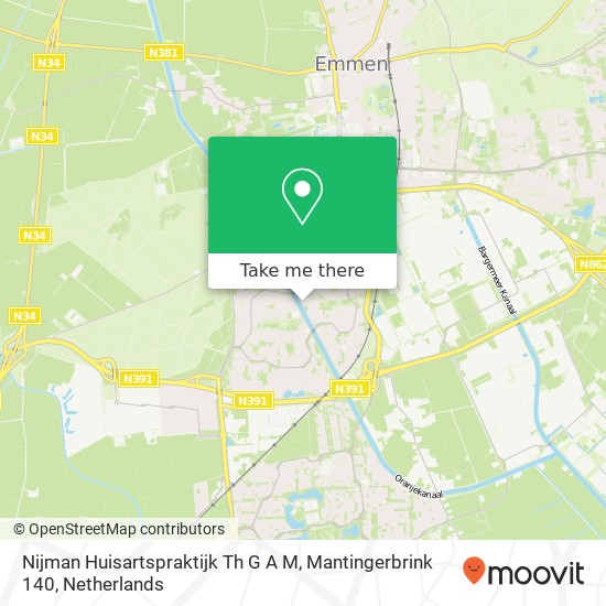 Nijman Huisartspraktijk Th G A M, Mantingerbrink 140 map