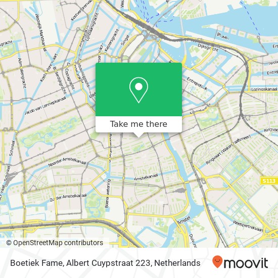 Boetiek Fame, Albert Cuypstraat 223 map