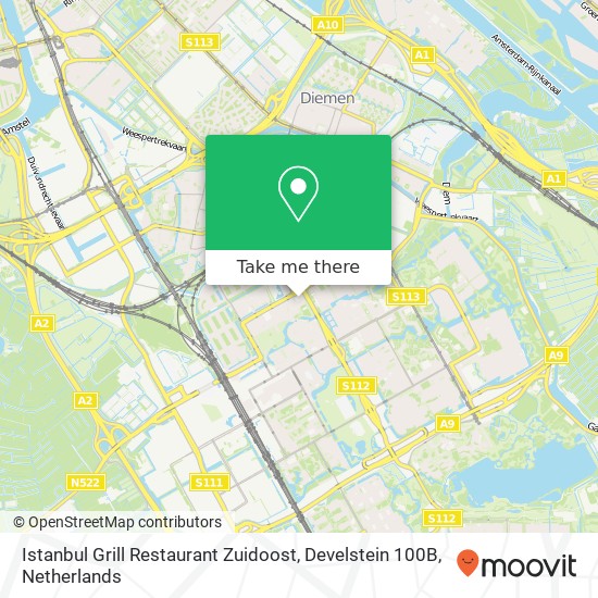 Istanbul Grill Restaurant Zuidoost, Develstein 100B map