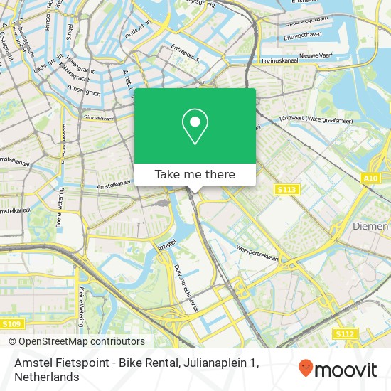 Amstel Fietspoint - Bike Rental, Julianaplein 1 map