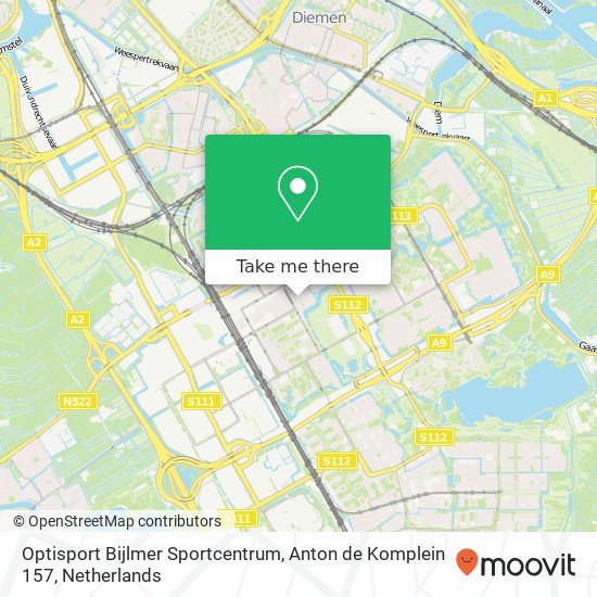 Optisport Bijlmer Sportcentrum, Anton de Komplein 157 map