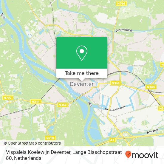 Vispaleis Koelewijn Deventer, Lange Bisschopstraat 80 map