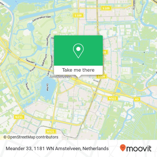 Meander 33, 1181 WN Amstelveen Karte