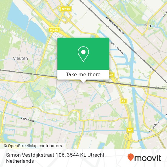 Simon Vestdijkstraat 106, 3544 KL Utrecht map