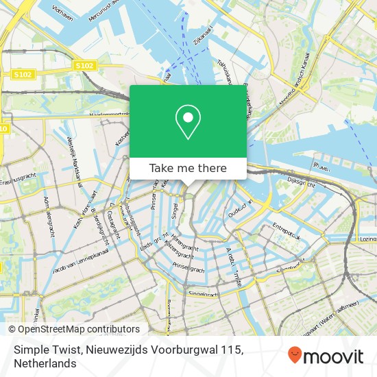 Simple Twist, Nieuwezijds Voorburgwal 115 Karte