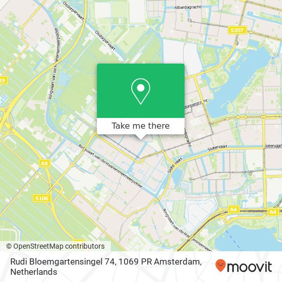 Rudi Bloemgartensingel 74, 1069 PR Amsterdam Karte