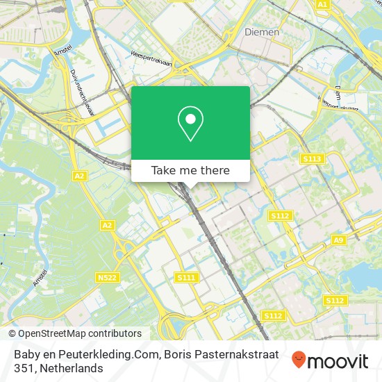 Baby en Peuterkleding.Com, Boris Pasternakstraat 351 map