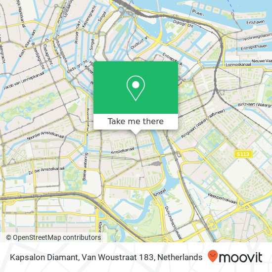 Kapsalon Diamant, Van Woustraat 183 map