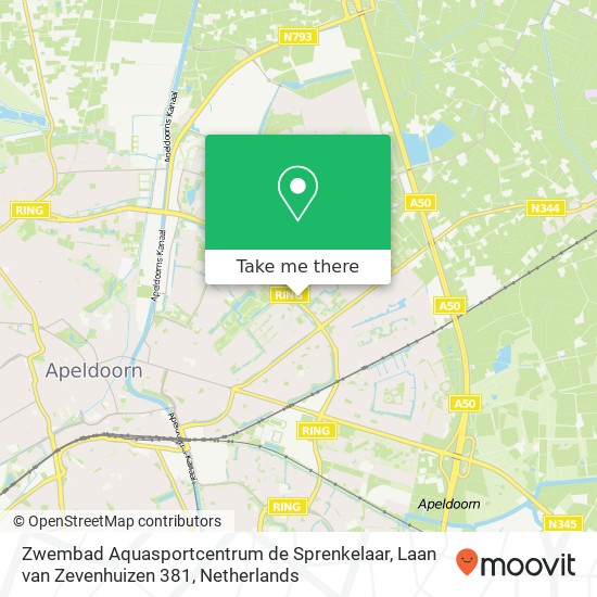 Zwembad Aquasportcentrum de Sprenkelaar, Laan van Zevenhuizen 381 map