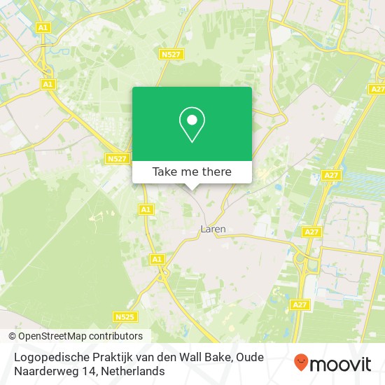 Logopedische Praktijk van den Wall Bake, Oude Naarderweg 14 map