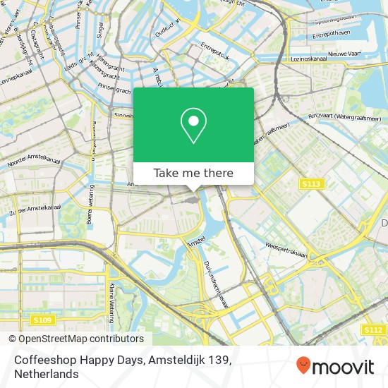 Coffeeshop Happy Days, Amsteldijk 139 map