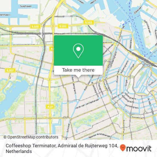 Coffeeshop Terminator, Admiraal de Ruijterweg 104 map