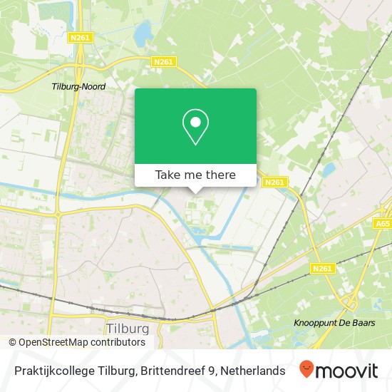 Praktijkcollege Tilburg, Brittendreef 9 Karte