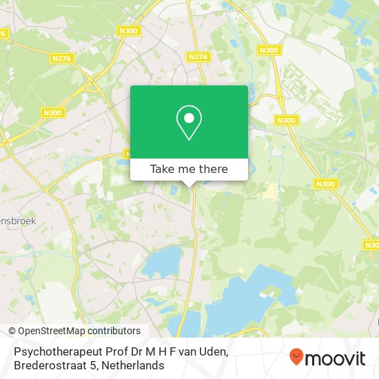 Psychotherapeut Prof Dr M H F van Uden, Brederostraat 5 Karte