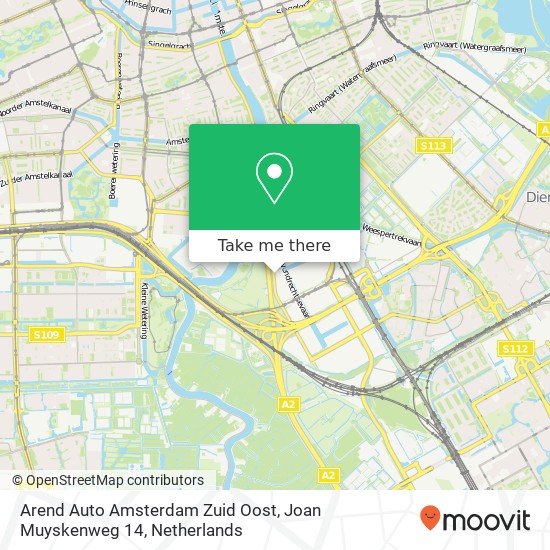 Arend Auto Amsterdam Zuid Oost, Joan Muyskenweg 14 map