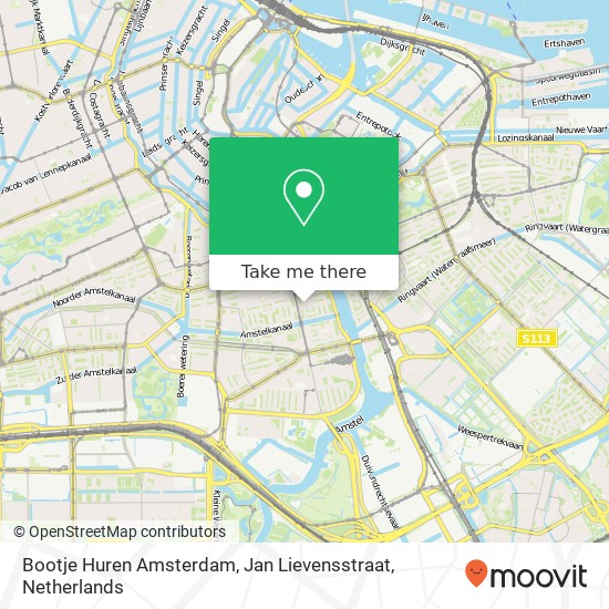 Bootje Huren Amsterdam, Jan Lievensstraat Karte