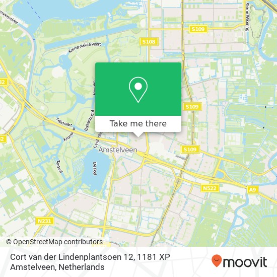Cort van der Lindenplantsoen 12, 1181 XP Amstelveen map