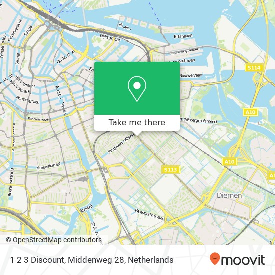 1 2 3 Discount, Middenweg 28 map