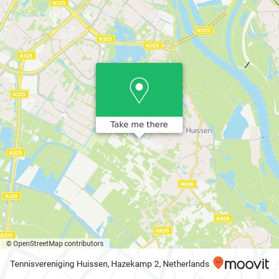 Tennisvereniging Huissen, Hazekamp 2 Karte