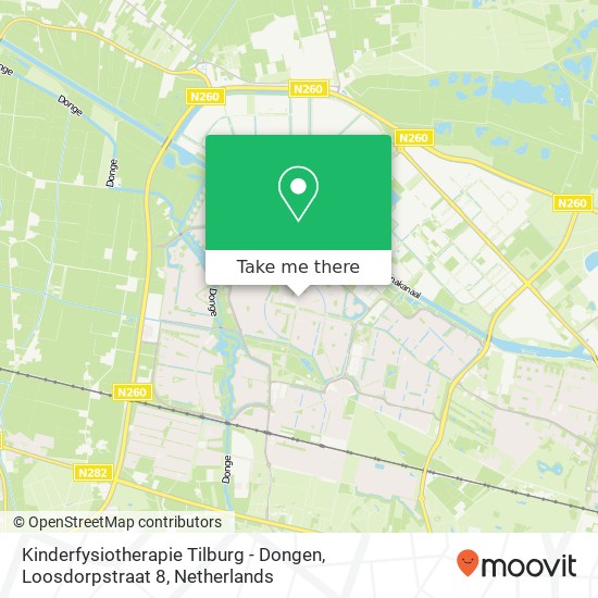 Kinderfysiotherapie Tilburg - Dongen, Loosdorpstraat 8 map