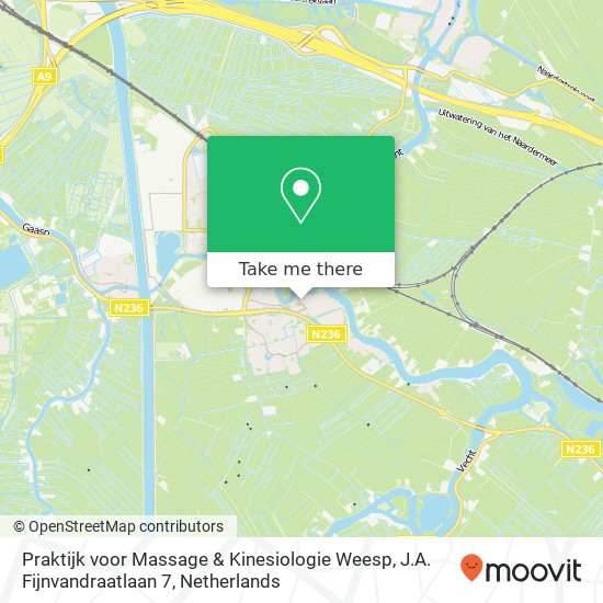 Praktijk voor Massage & Kinesiologie Weesp, J.A. Fijnvandraatlaan 7 map