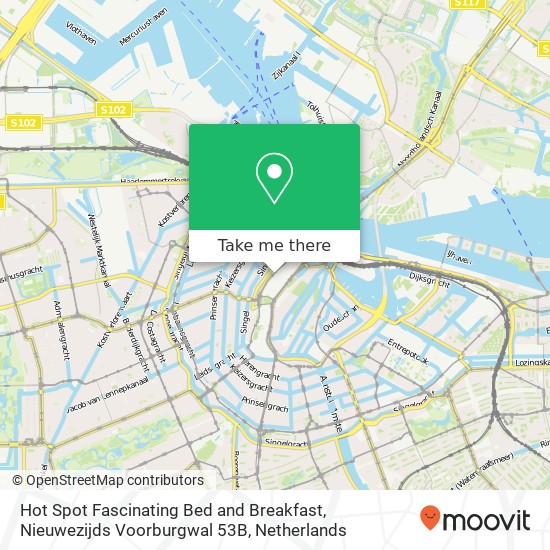 Hot Spot Fascinating Bed and Breakfast, Nieuwezijds Voorburgwal 53B Karte