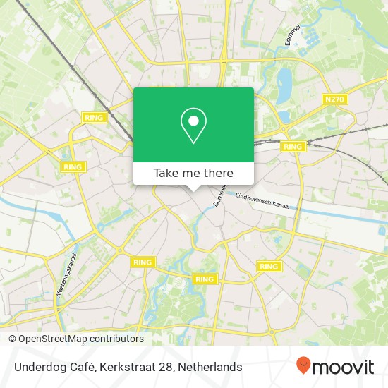 Underdog Café, Kerkstraat 28 map