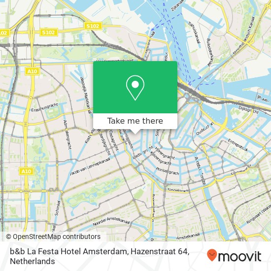 b&b La Festa Hotel Amsterdam, Hazenstraat 64 map