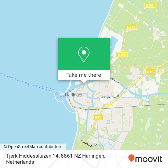 Tjerk Hiddessluizen 14, 8861 NZ Harlingen Karte