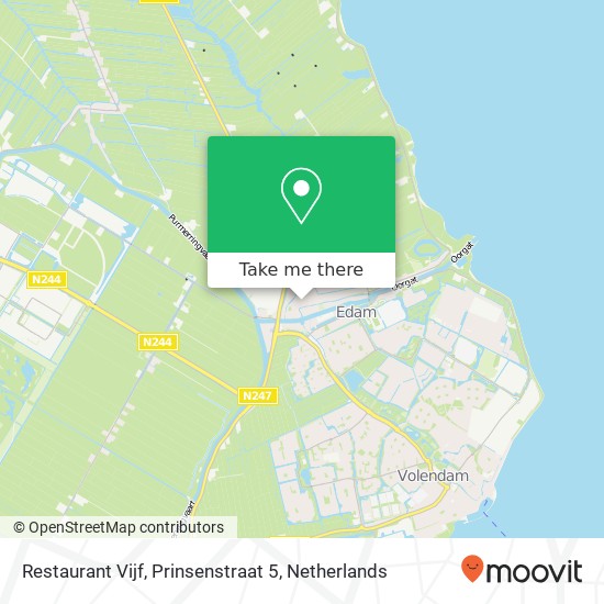 Restaurant Vijf, Prinsenstraat 5 map