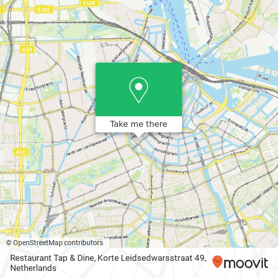 Restaurant Tap & Dine, Korte Leidsedwarsstraat 49 map