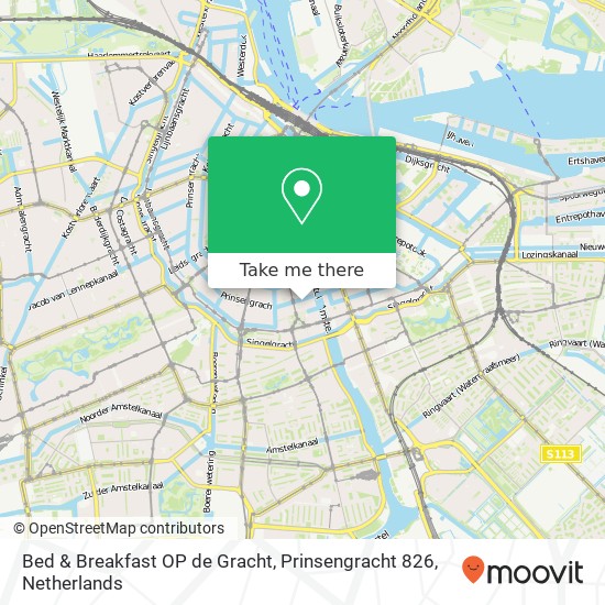 Bed & Breakfast OP de Gracht, Prinsengracht 826 Karte