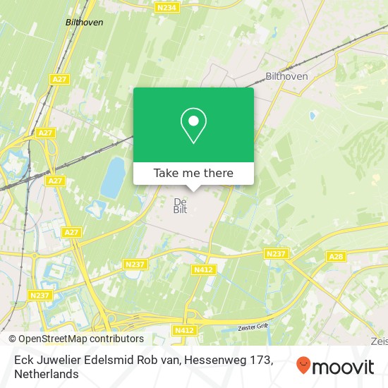 Eck Juwelier Edelsmid Rob van, Hessenweg 173 map