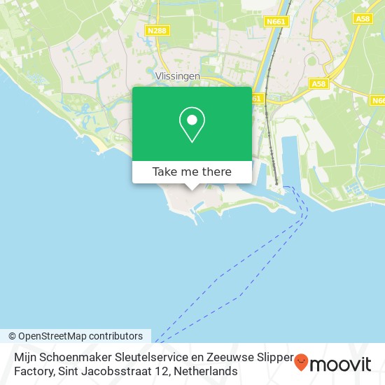 Mijn Schoenmaker Sleutelservice en Zeeuwse Slipper Factory, Sint Jacobsstraat 12 map
