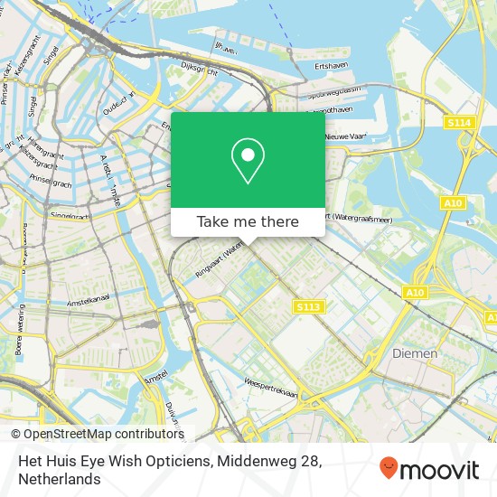 Het Huis Eye Wish Opticiens, Middenweg 28 map