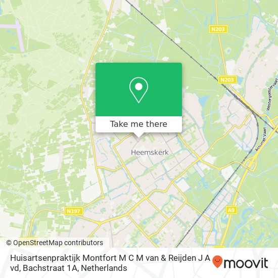 Huisartsenpraktijk Montfort M C M van & Reijden J A vd, Bachstraat 1A Karte