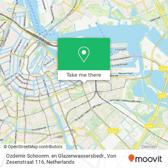 Ozdemir Schoonm. en Glazenwassersbedr., Von Zesenstraat 116 map