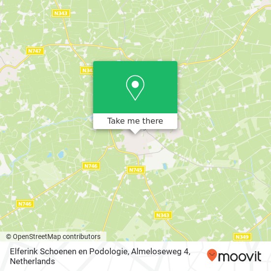 Elferink Schoenen en Podologie, Almeloseweg 4 map